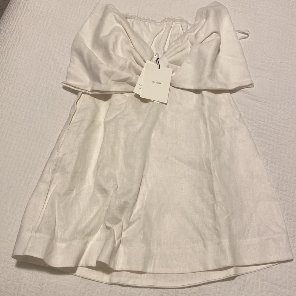 DISSH Aisle White Linen Back Bow Dress - Picture 6 of 6